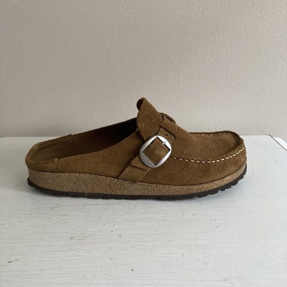 Birkenstock Tan Suede Clogs with Buckle - Picture 5 of 11